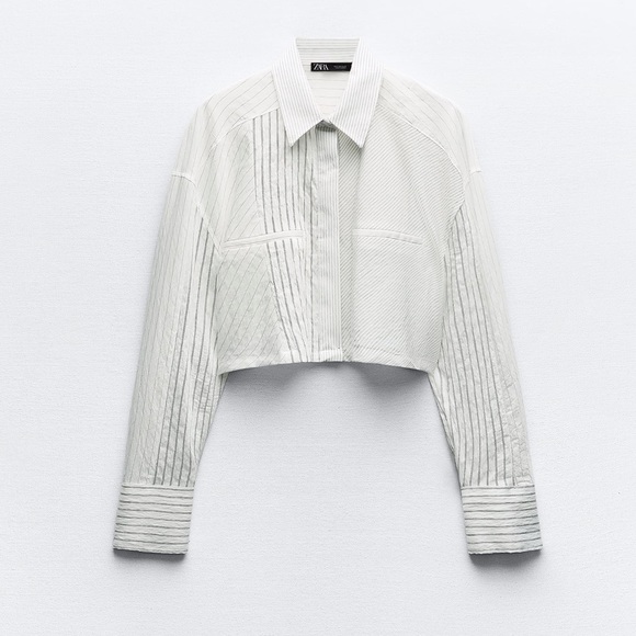 NWT Zara striped cropped button down shirt - Picture 6 of 6